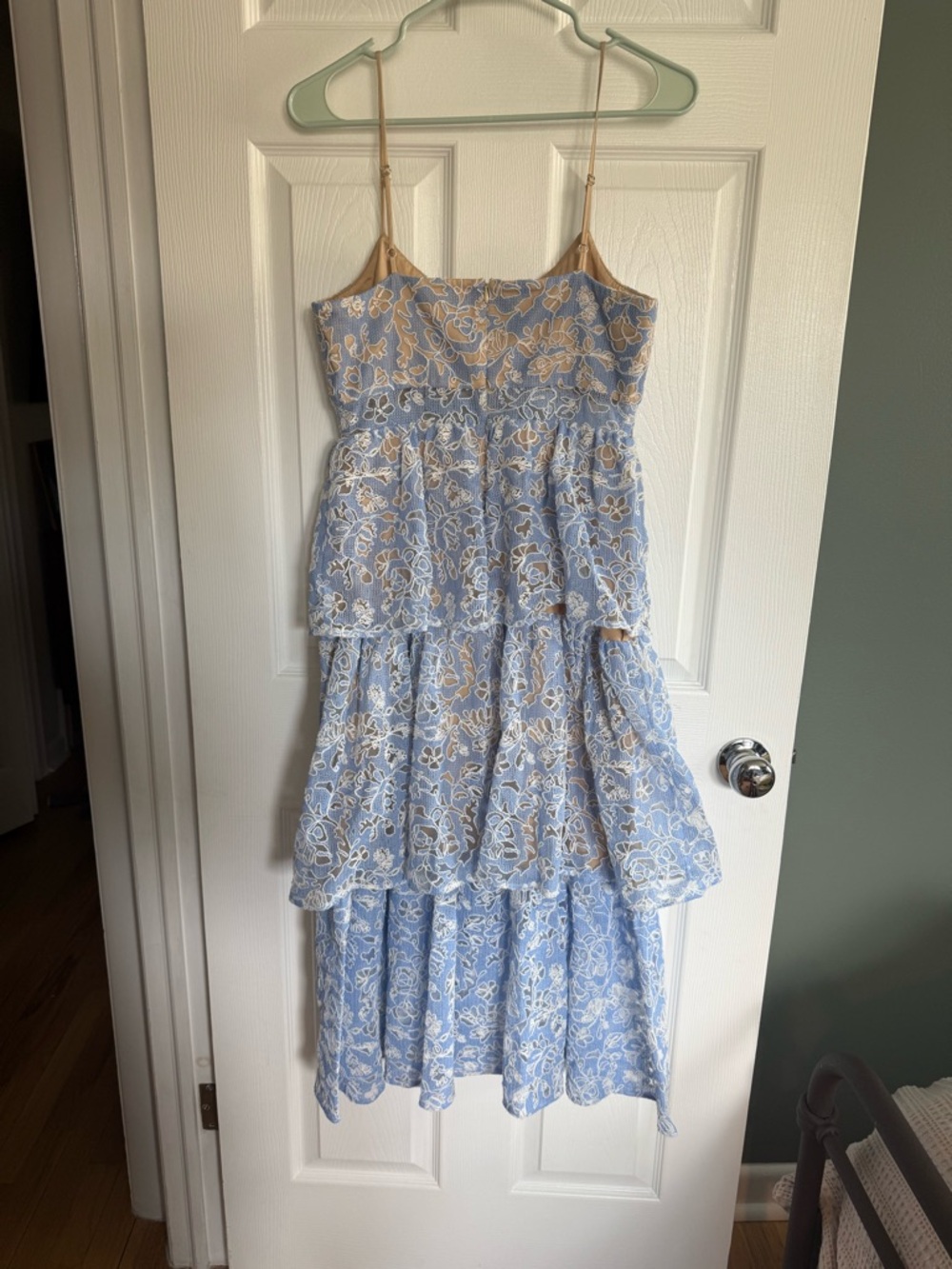 Likely Blue and Cream Lace Tiered Midi Dress - Picture 4 of 4